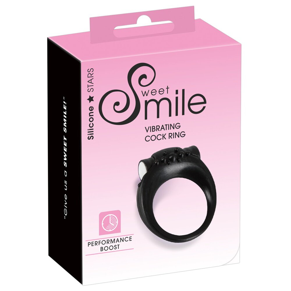 Silicone Vibrating Cock Ring Black Sweet Smile Orion