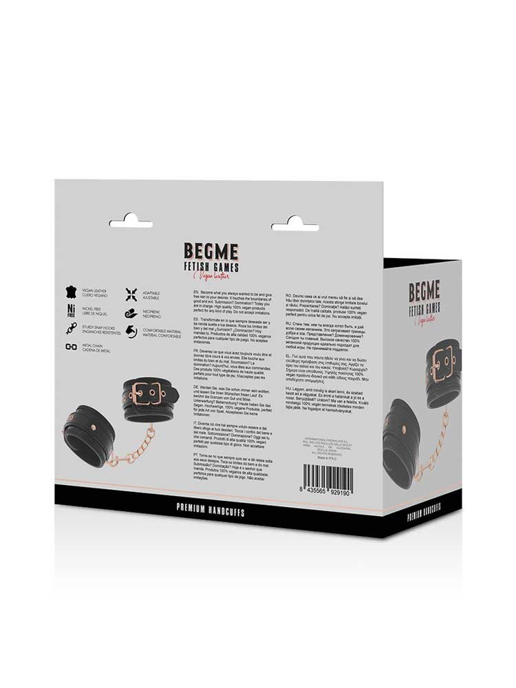 BegMe Black Edition Vegan Leather Premium Handcuffs by DreamLove