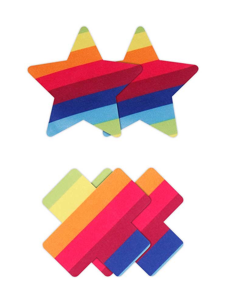 Pride Cross & Star Rainbow (2 Pairs) Pretty Pasties NS Novelties