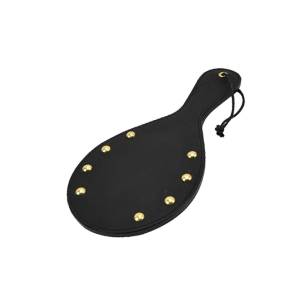 Nubuck Black Leather Paddle with Brass Stud Details by Loving Joy