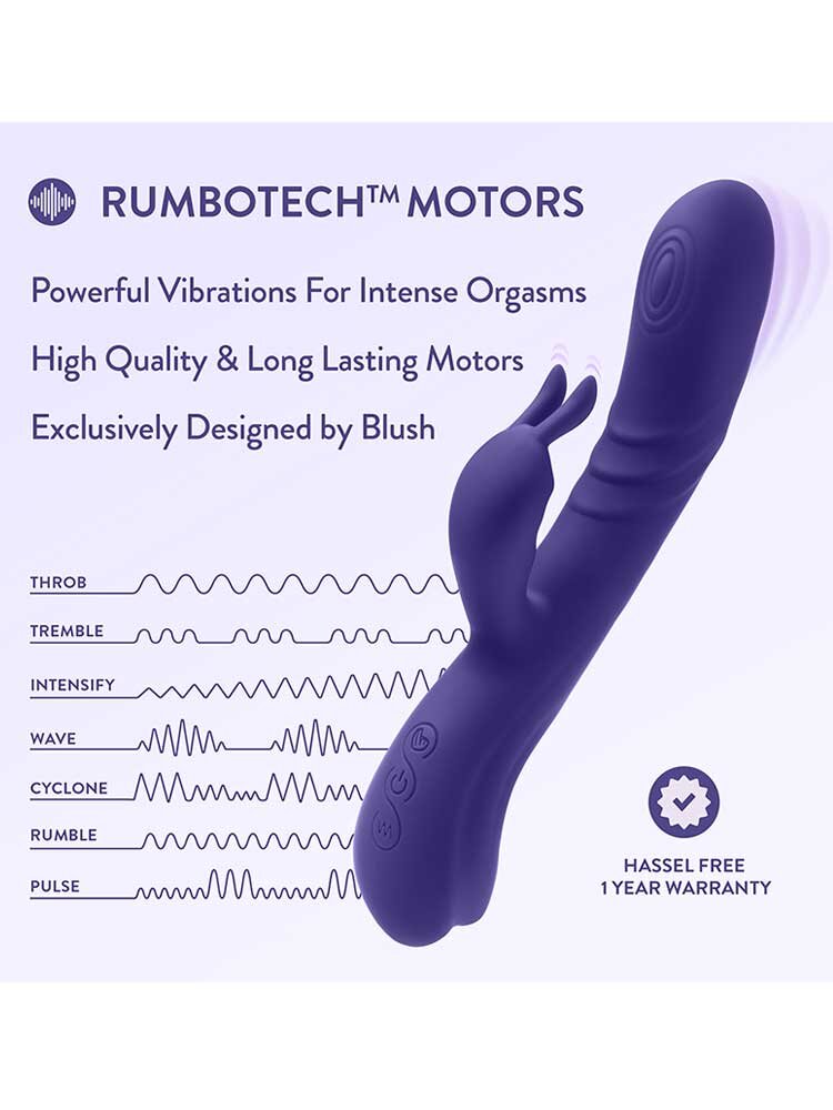 22.1cm Harper Rabbit Vibrator with Dual Stimulation Blue Blush Novelties