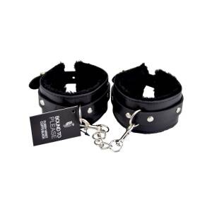 Bound to Please Furry Plush Wrist Cuffs Black Loving Joy