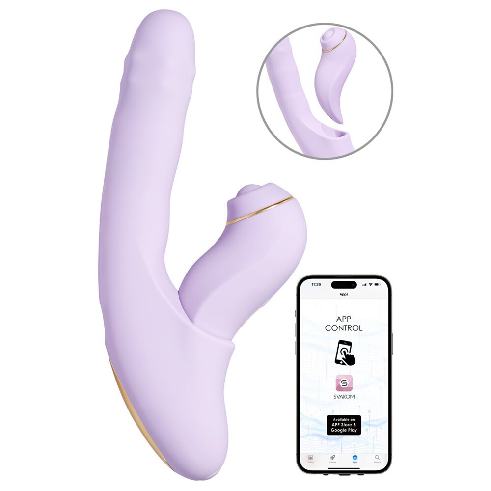 19.6cm DuoGlow Thrusting Beaded APP Vibrator with Pulsating Stimulator Svakom