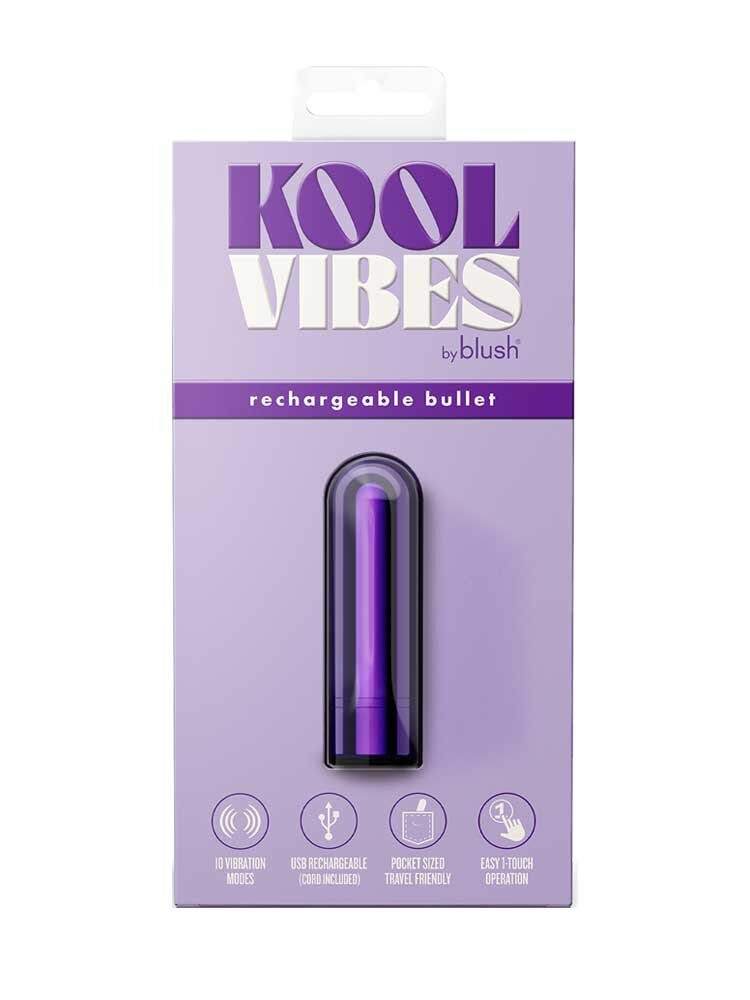 6.3cm Kool Vibes Rechargable Bullet Vibrator Purple Blush Novelties