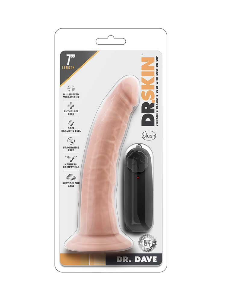 19.0cm Dr Dave Realistic Vibrator Vanilla Dr Skin Blush Novelties