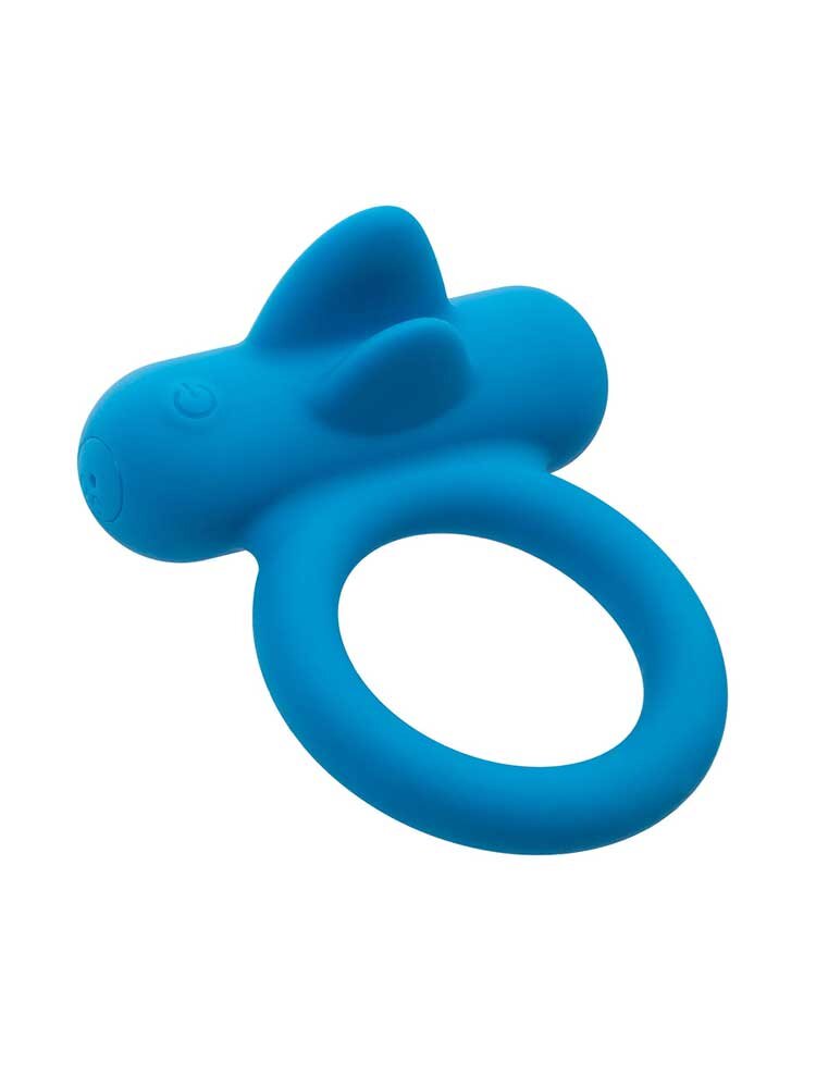 Rechargeable Silicone Double Trouble Couples Cock Ring Blue CalExotics