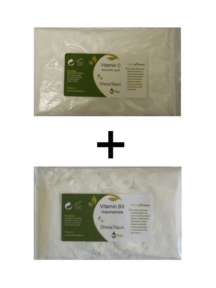 Vitamin Powder (Βιταμίνη C (Ασκορβικό οξύ) 100gr + Βιταμίνη Β3 (Nicotinamide / Niacinamide) 100gr) Nature & Body