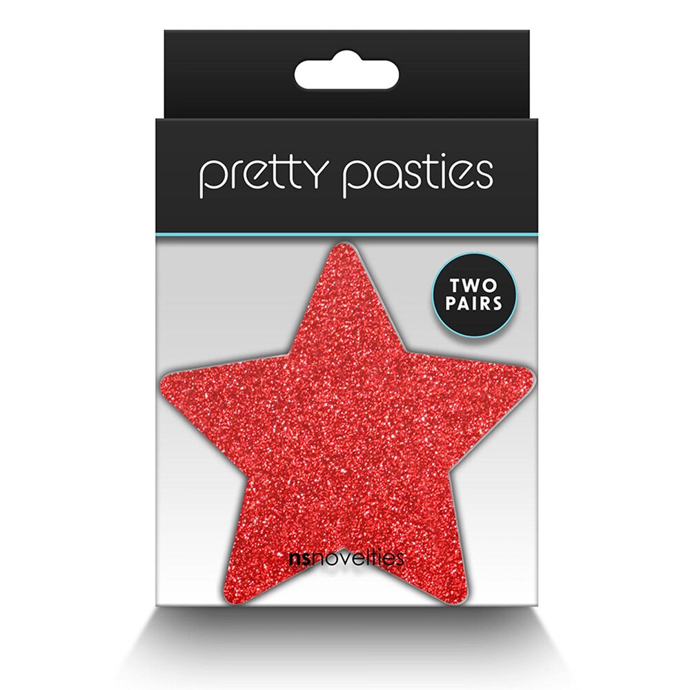 Star Glitter Glow Red & Grey (2 Pairs) Pretty Pasties NS Novelties