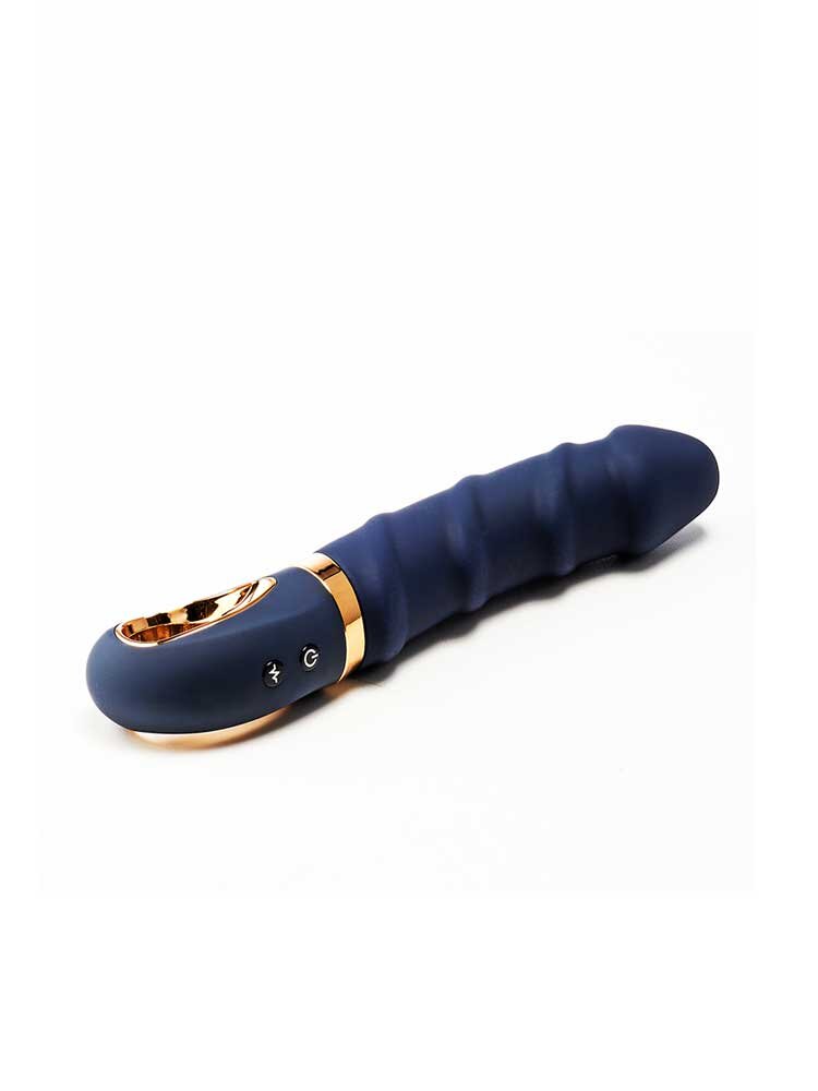 Belenos Silicone Ribbed Vibrator Blue Goddess Collection by Dream Toys