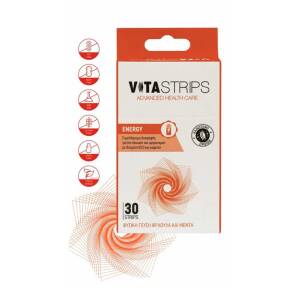 Vitastrips Energy (Ενέργεια) Φράουλα & Μέντα 30 strips ThinSol