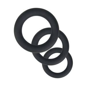 Thick Silicone Cock Rings 3 Pack Black Loving Joy