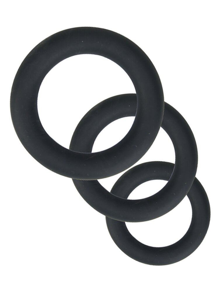Thick Silicone Cock Rings 3 Pack Black Loving Joy