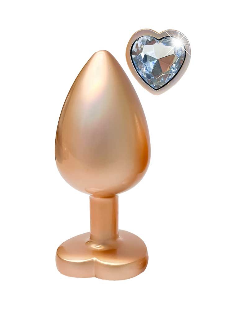 4.3cm Ø Large Heart Gleaming Love Plug Gold 9.5cm Dream Toys