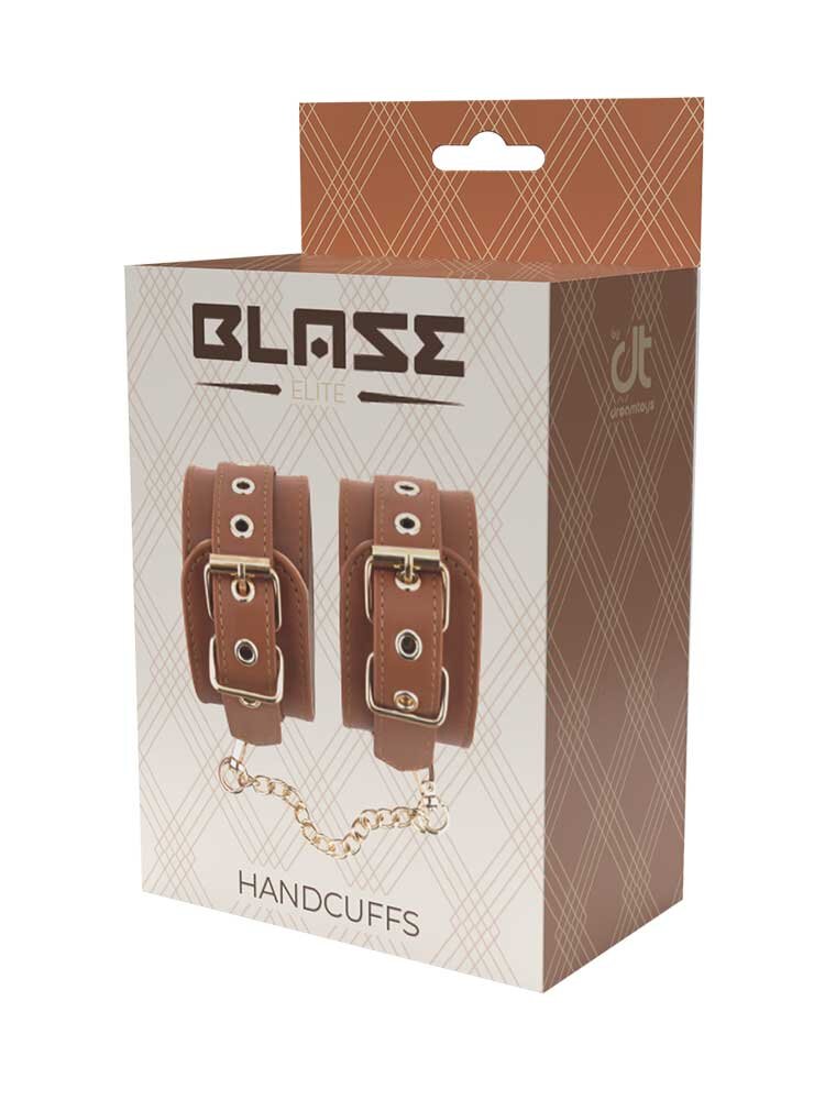 Elite Blaze Handcuffs Cognac Vegan Leather Dream Toys