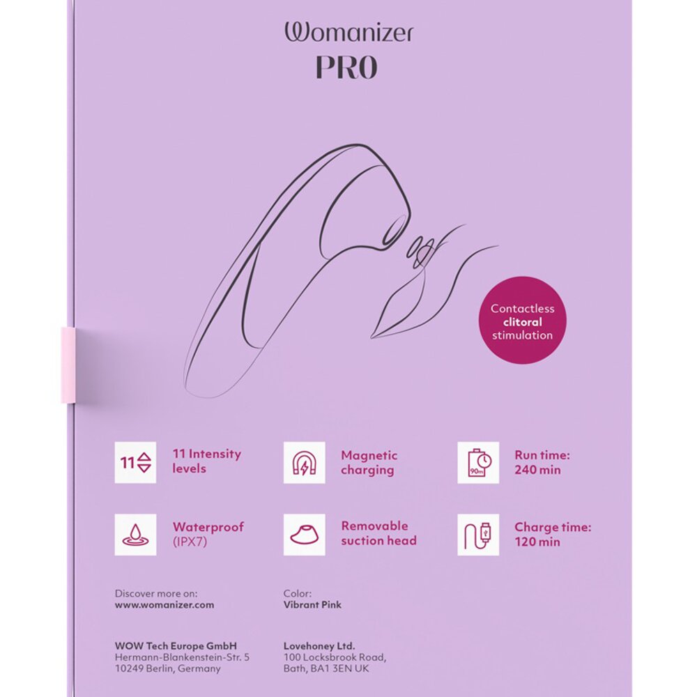 16.0cm PRO Clitoral Stimulator Pink by The Original Womanizer