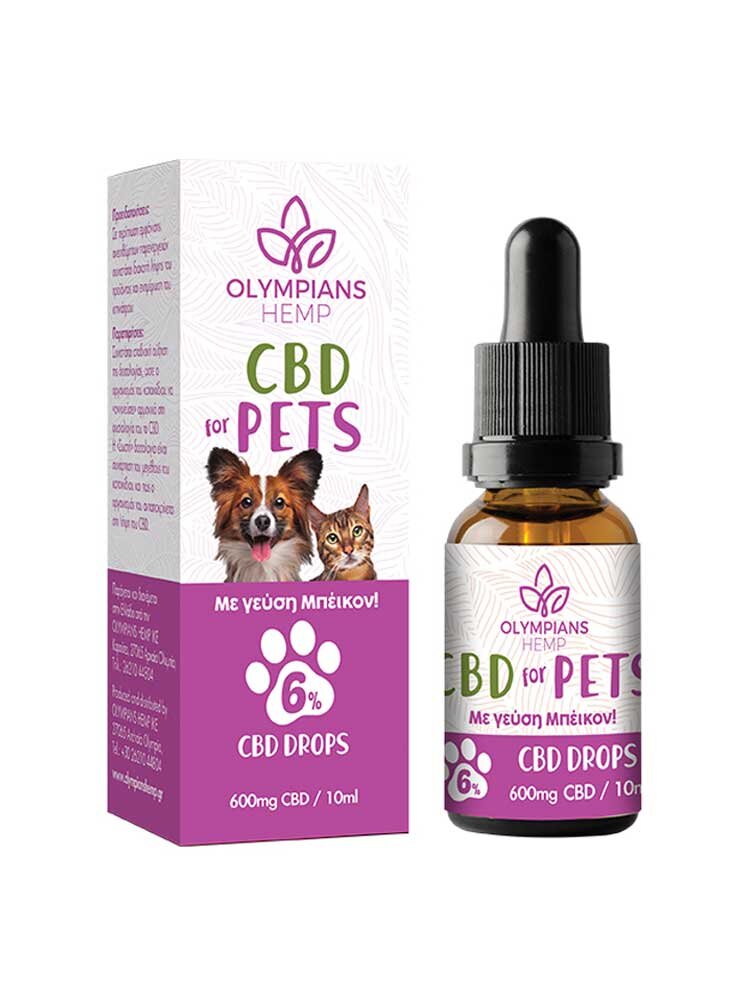 CBD 6% απόσταγμα Κανναβιδιόλης για κατοικίδια με γεύση μπέικον (600mg CBD) 10ml Olympians Ηemp