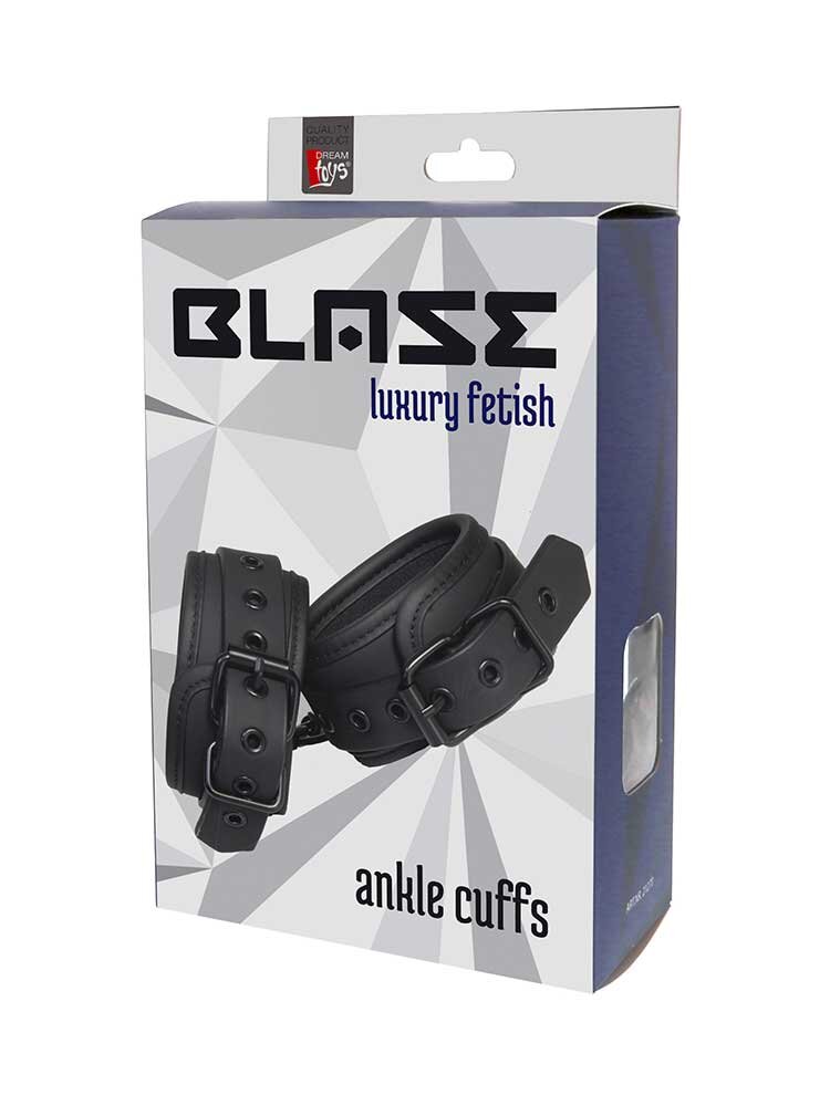 Blaze Luxury Fetish Ankle Cuffs Black by Dream Toys