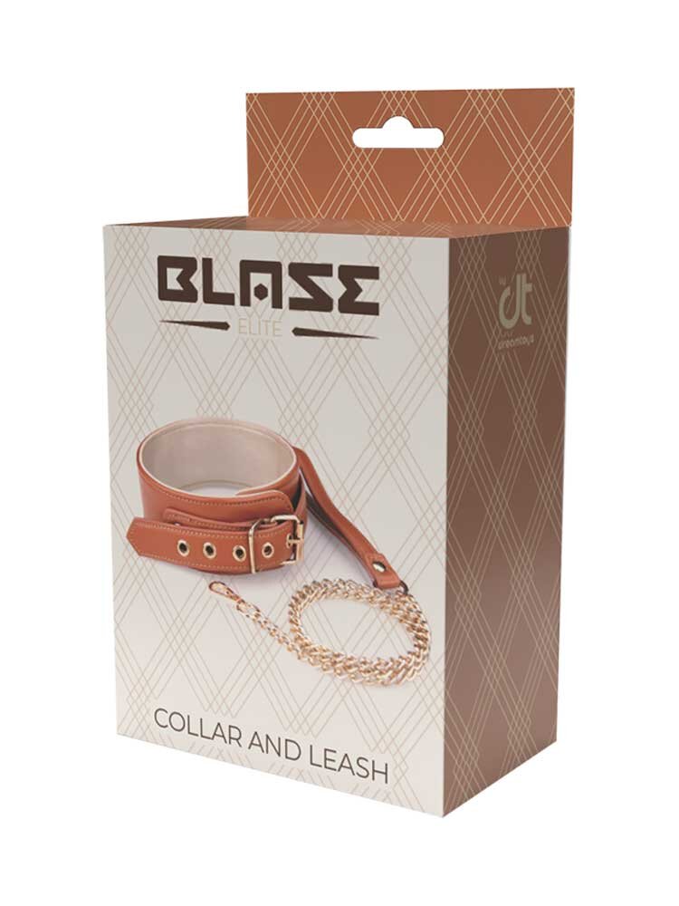 Elite Blaze Collar & Leash Cognac Vegan Leather Dream Toys