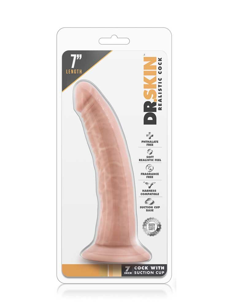 19.0cm Dr Skin Realistic Dildo with Suction Cup Vanilla Blush Novelties