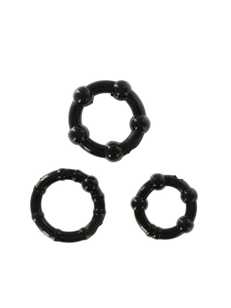 Stay Hard Cock Rings Black (3 set) by Seven Creations