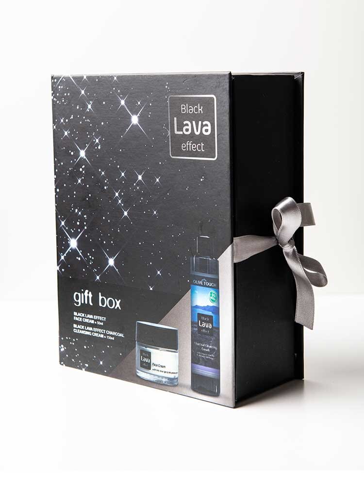 Black Lava Effect Gift Box Cleansing Cream 150ml + Face Cream 50ml Olive Touch