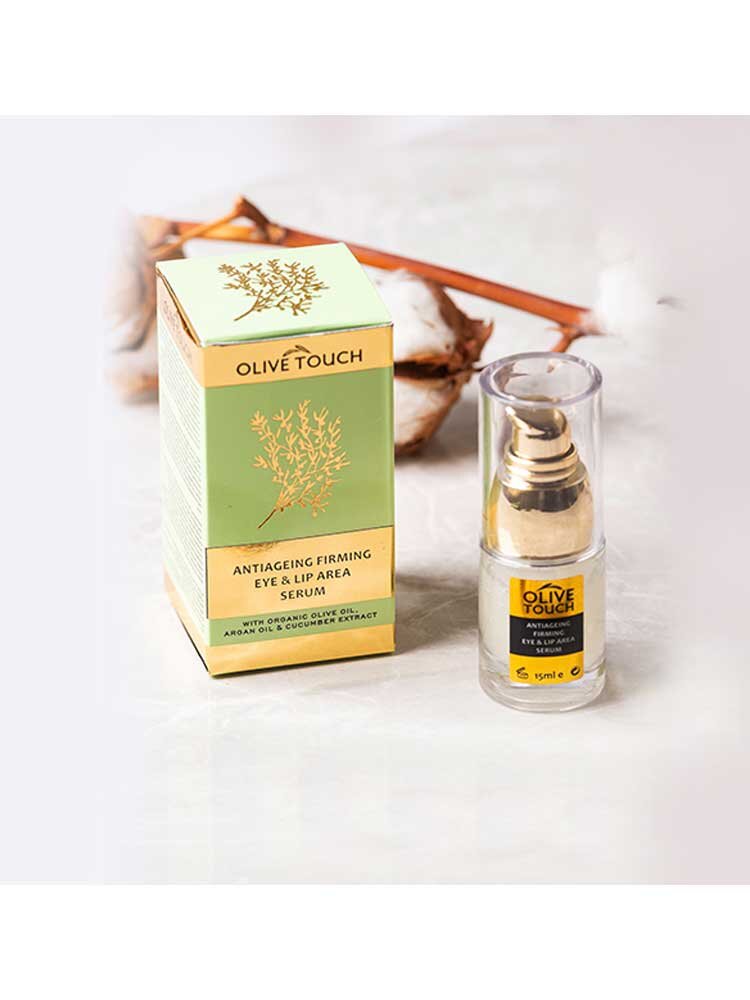 Anti ageing Firming Eye & Lip Area Serum με βιολογικό λάδι ελιάς, λάδι argan & εκχύλισμα αγγουριού 15ml Olive Touch
