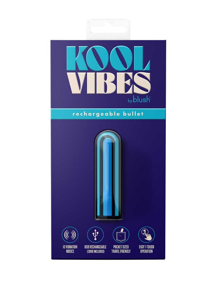 6.3cm Kool Vibes Rechargable Bullet Vibrator Blue Blush Novelties