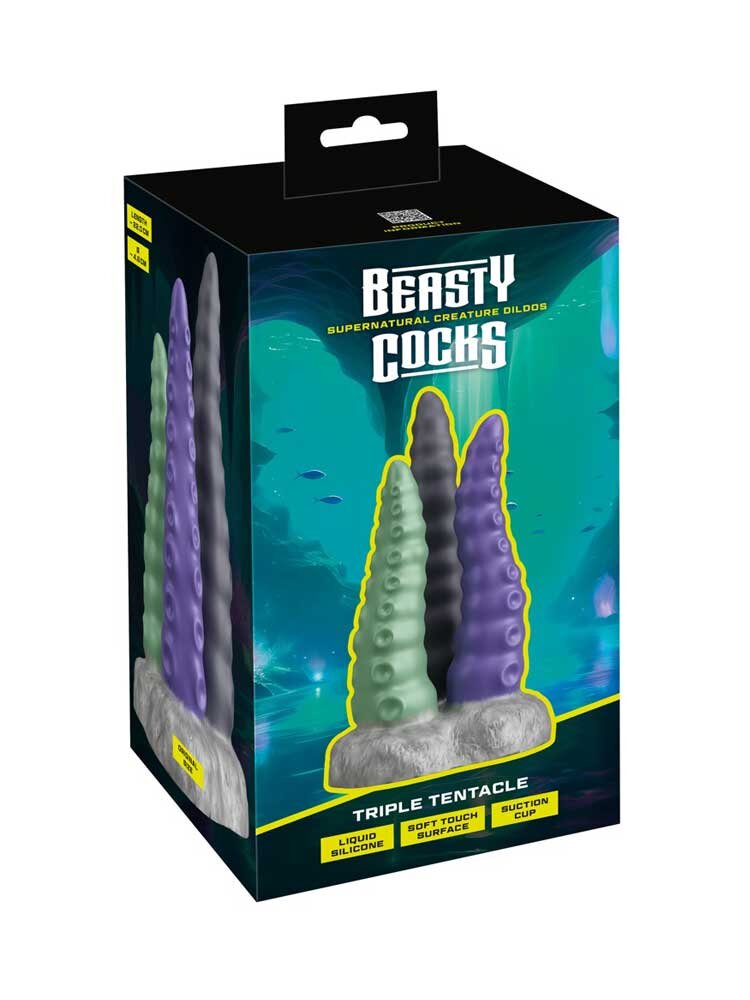 23.0cm Triple Tentacle Silicone Multicolor Dildos Beasty Cocks