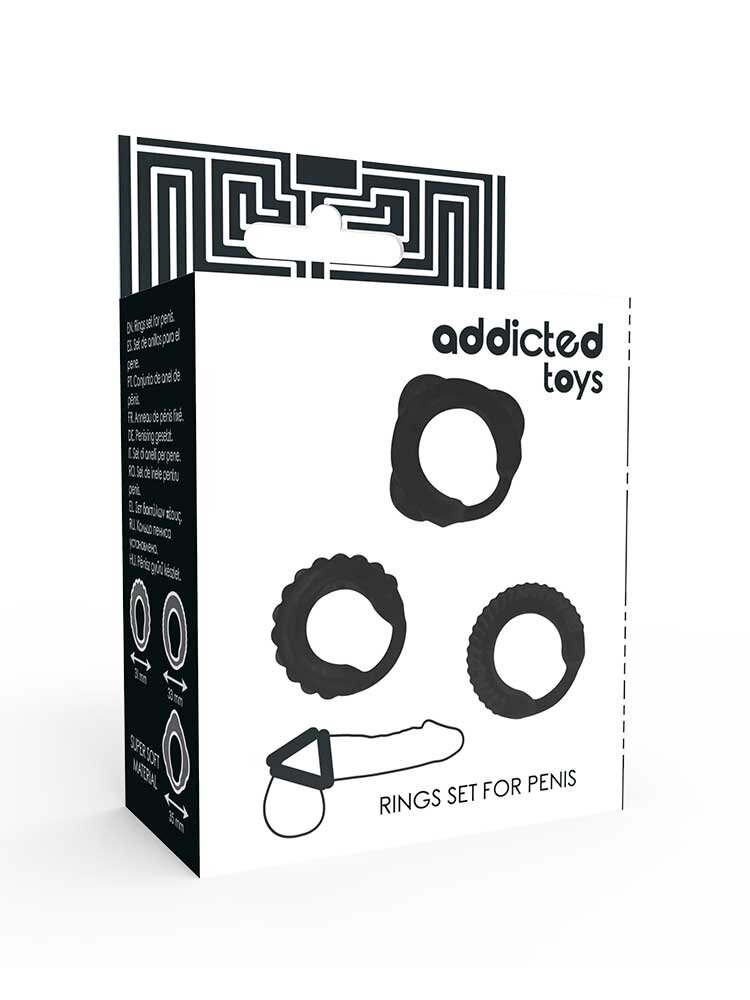 Ring Set for Penis Black Addicted Toys by DreamLove