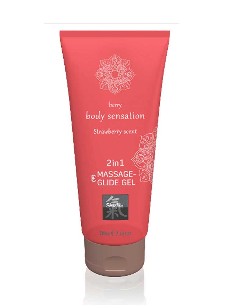 Body Sensation Strawberry 2 in 1 Massage & Glide Gel 200ml by Shiatsu