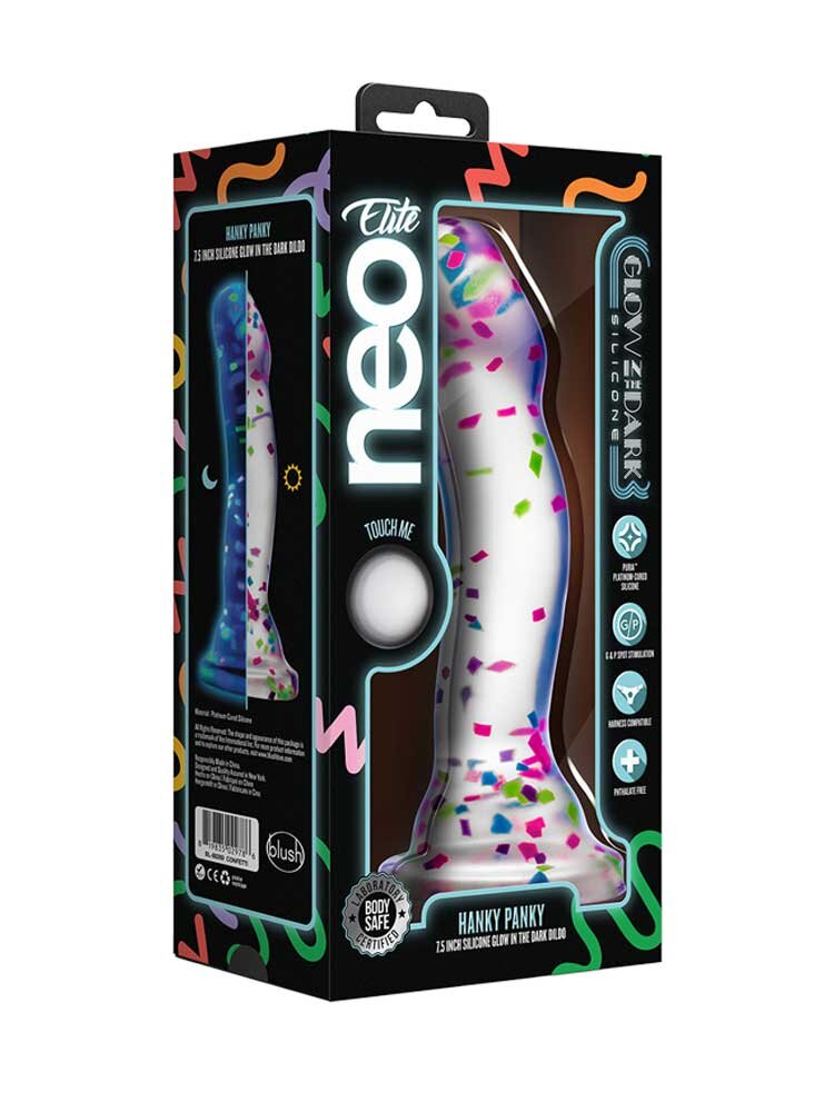 19.0cm Neo Glow in the Dark Hanky Panky Dildo Blush Novelties