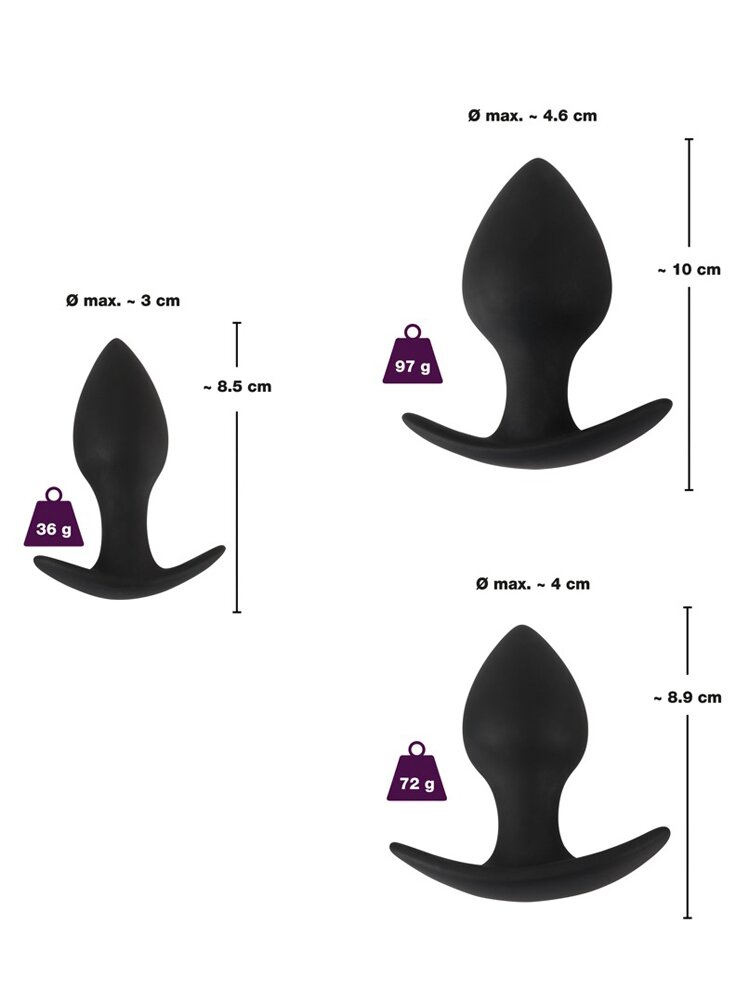 4.6cm ØMax Anal Silicone Trainer Set 3-Piece Black Velvets Orion