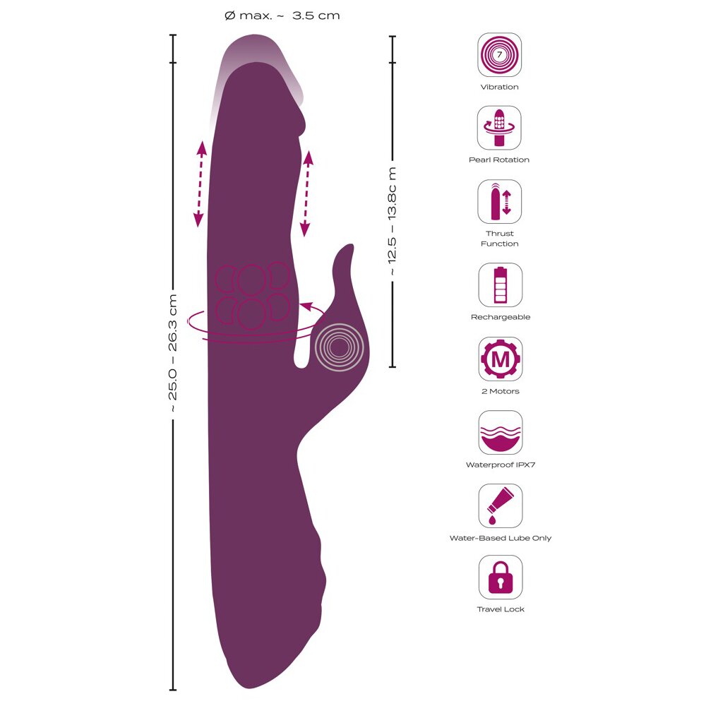 26.0cm Javida 3 Function Rabbit (Vibrating+Thrusting+Rotating) Orion