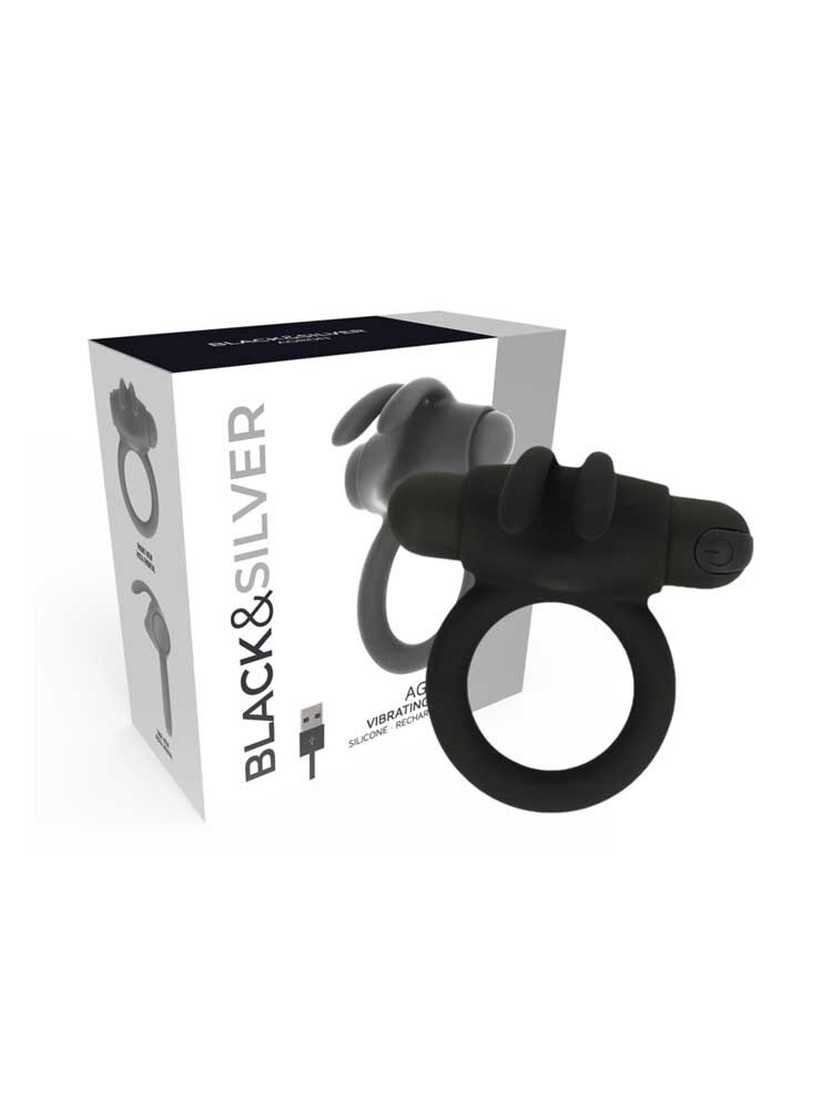 Agron Vibrating Cock Ring 2.0 Black & Silver DreamLove