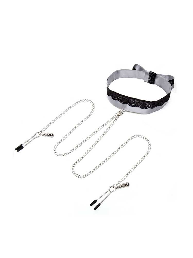 Play Nice Satin Collar & Nipple Clamps Fifty Shades of Grey