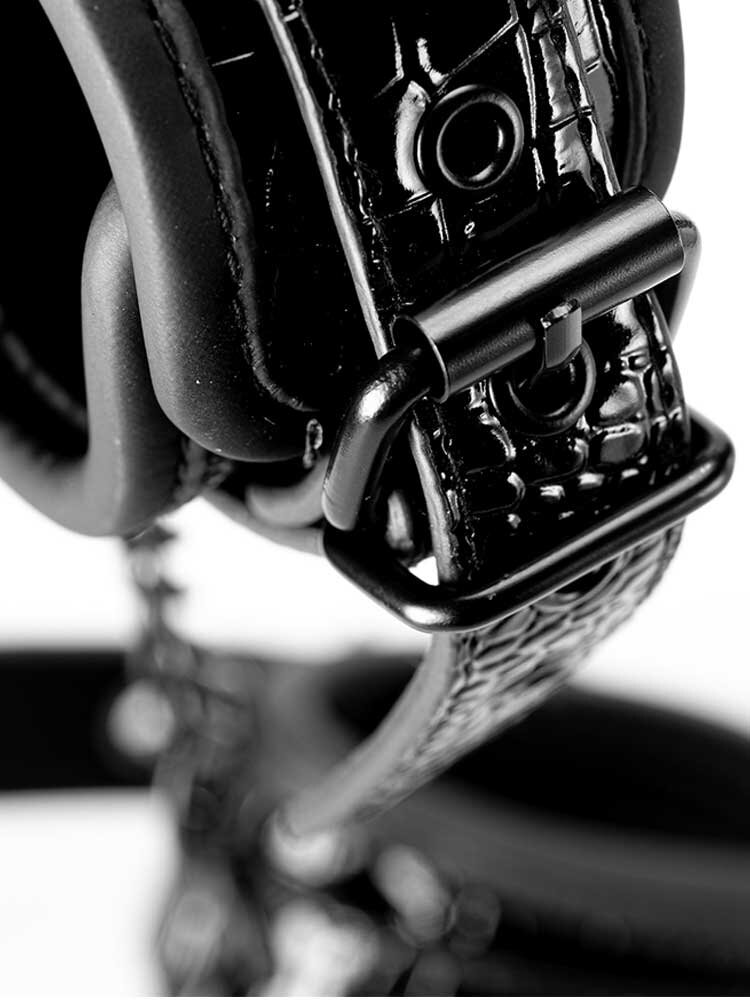 Blaze Croco Luxury Fetish Handcuffs Black by Dream Toys