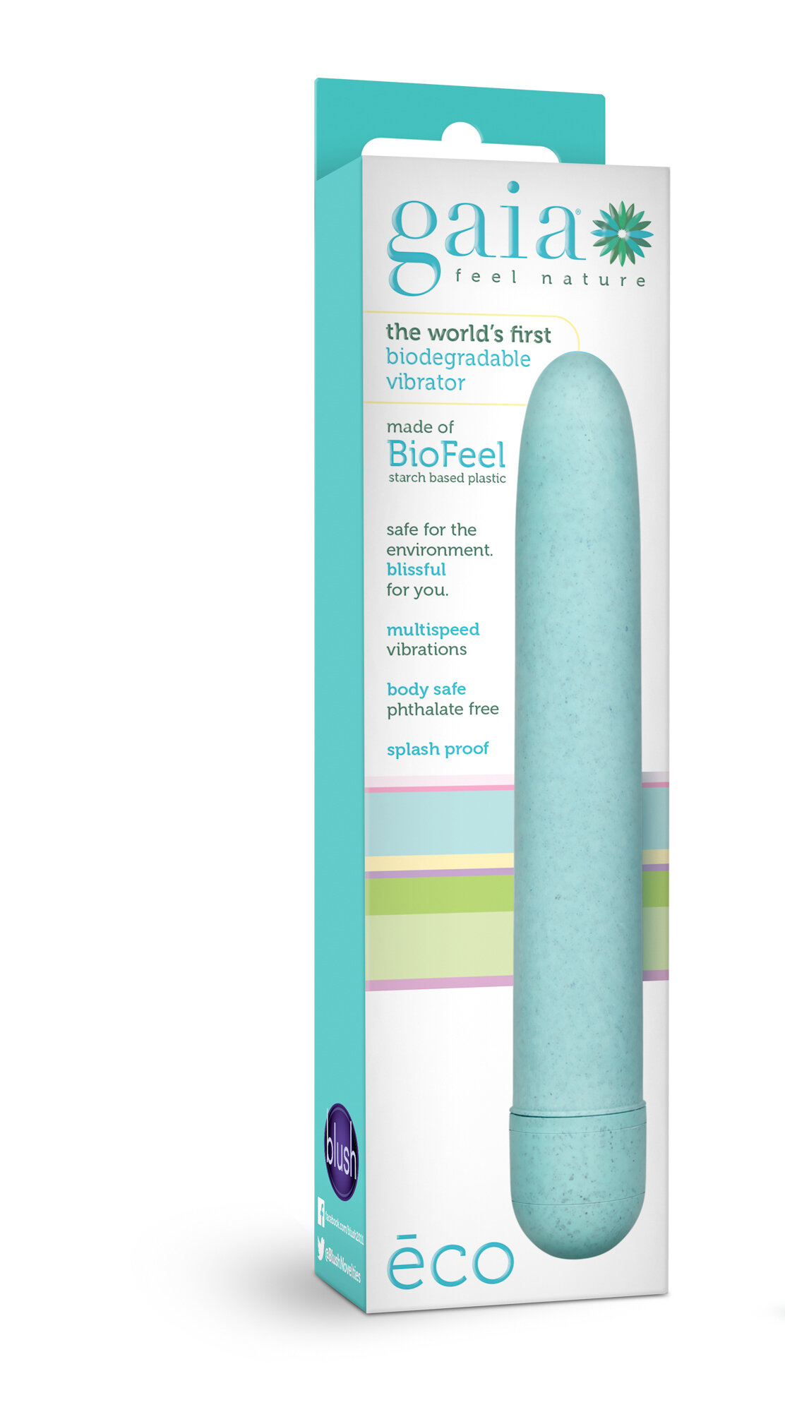 17.7cm Gaia Eco Classic Vibrator Blue Blush Novelties