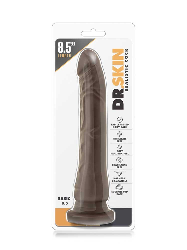 21.5cm Dr Skin Realistic Dildo with Suction Cup Brown Blush Novelties