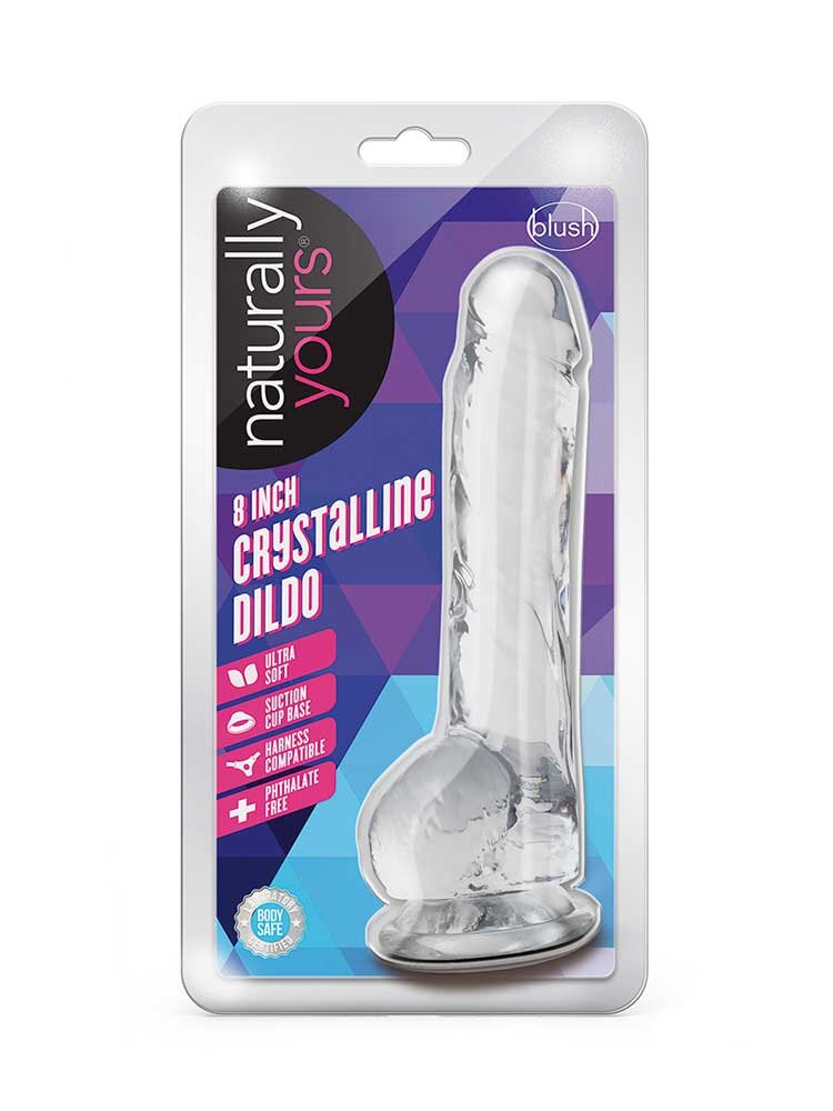 20.3cm Naturally Yours Crystalline Dildo Clear Blush Novelties