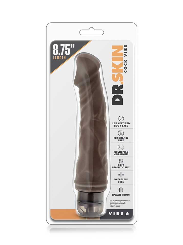 21.5cm Dr Skin Realistic Vibrator Brown Blush Novelties