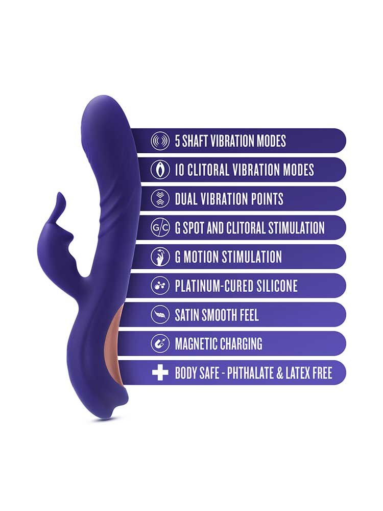 22.1cm Harper Rabbit Vibrator with Dual Stimulation Blue Blush Novelties