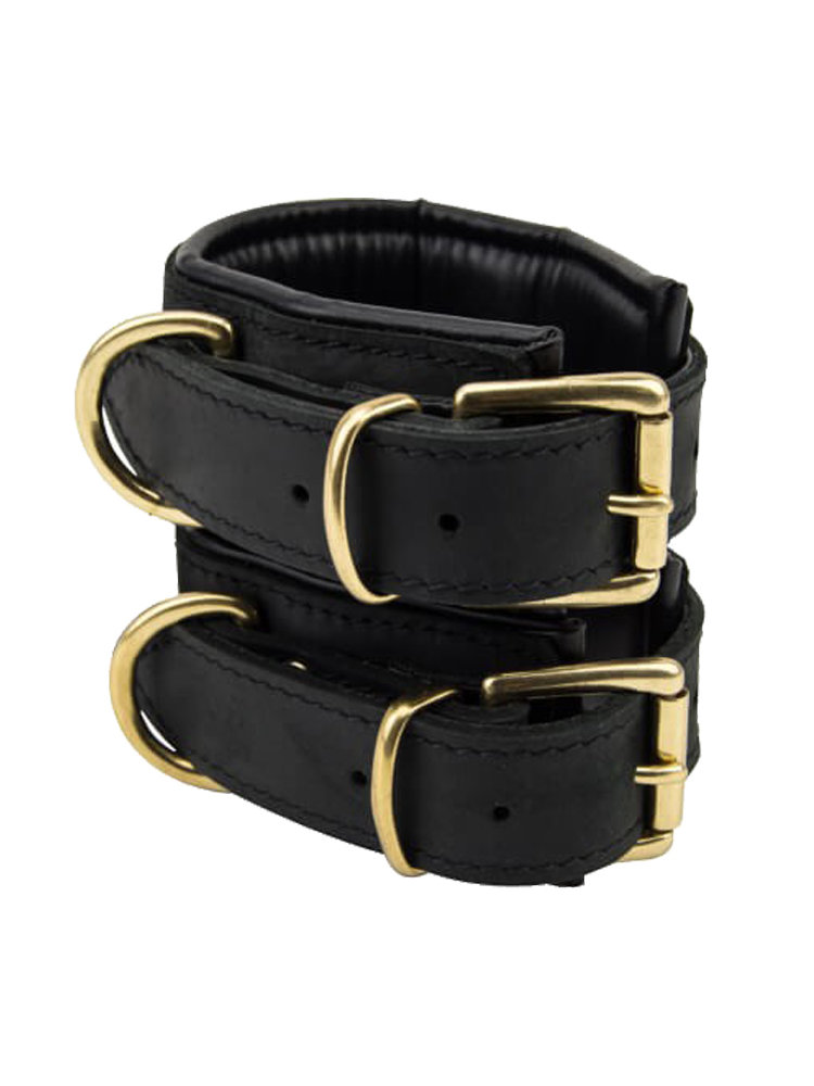 Nubuck Black Leather Slim Wrist Cuffs by Loving Joy