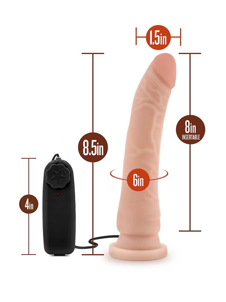 21.5cm Dr Skin Realistic Suction Vibrator Vanilla Blush Novelties