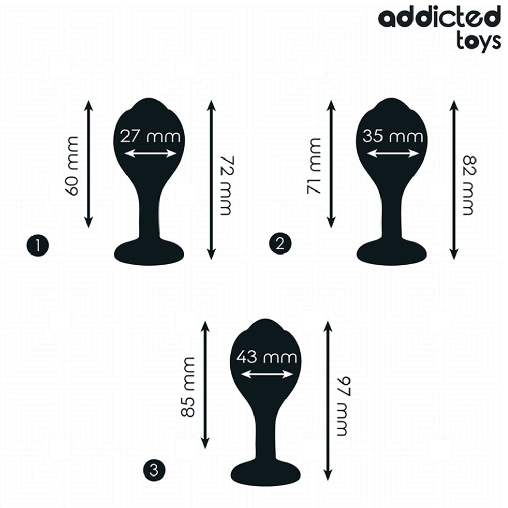 4.3cm Ø Anal Set with 3 Butt Plugs & Clear Gemstone Addicted Toys DreamLove