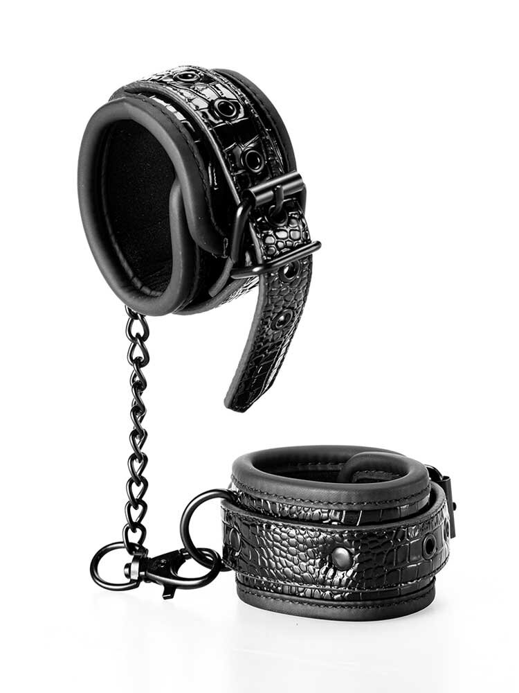 Blaze Croco Luxury Fetish Handcuffs Black by Dream Toys