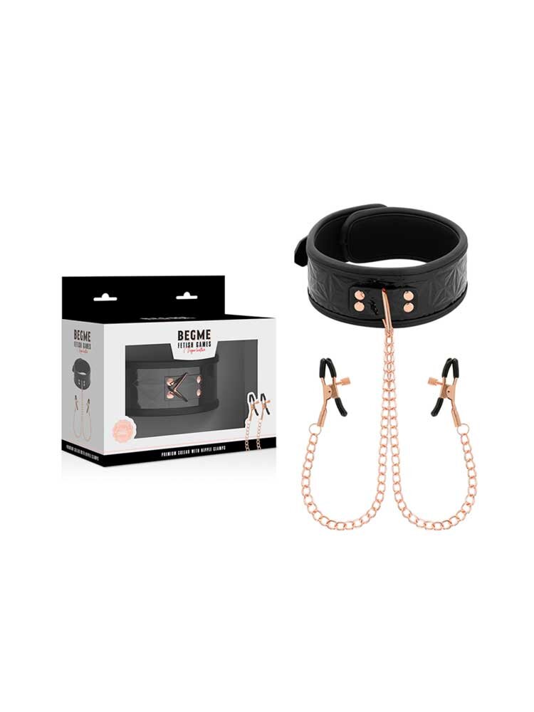 Begme Black Edition Collar with Nipple Clamps Dream Toys