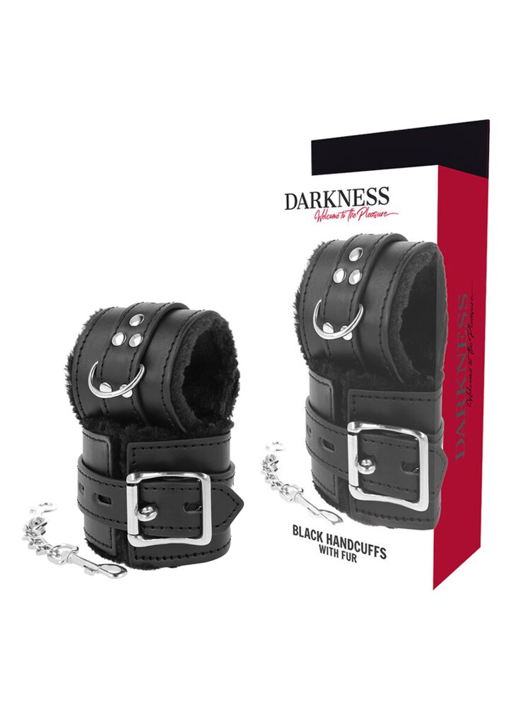 Darkness Black Handcuffs with Fur DreamLove