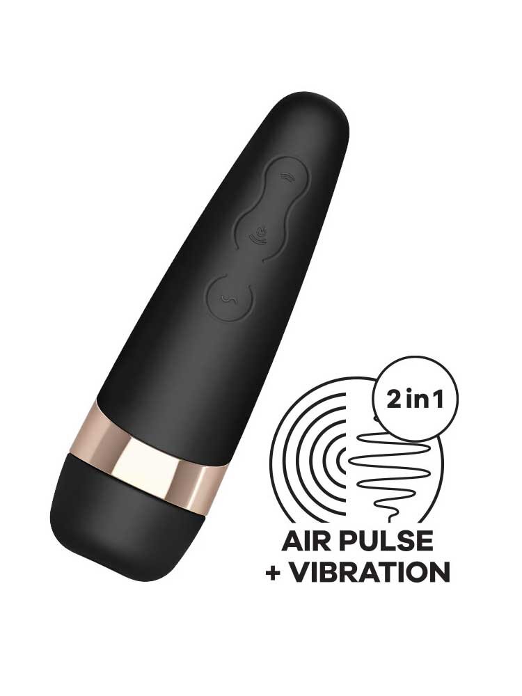 Pro 3+ Air Pulse Stimulator plus Vibration Black by Satisfyer