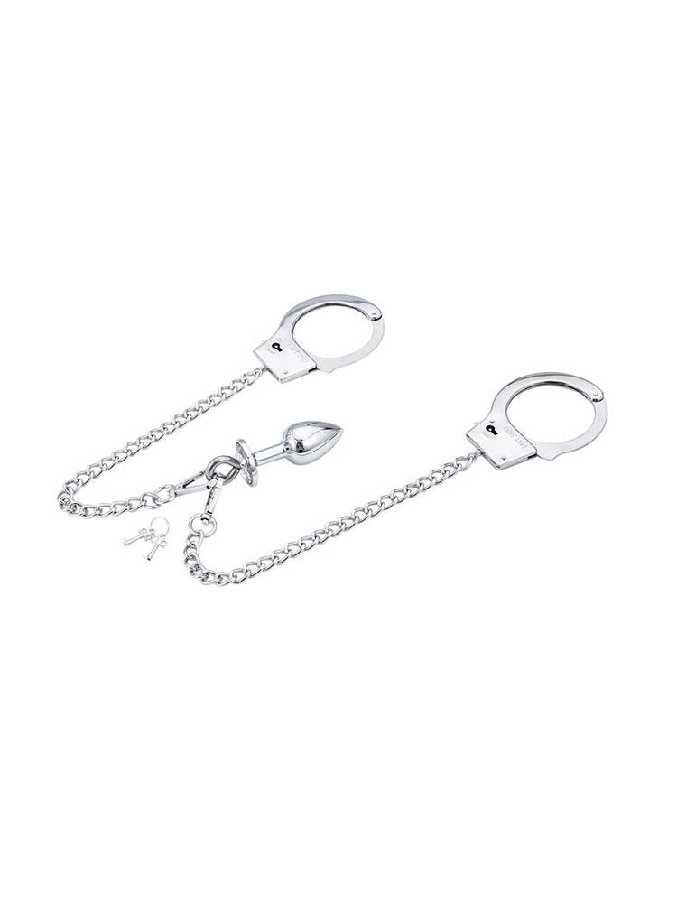 OhMama! Silver Handcuffs with 2.7cm Ø Butt Plug 7.0cm DreamLove