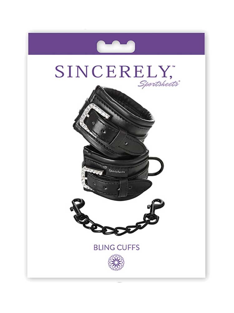 Sincerely Bling Crystal Buckle Cuffs by Sportsheets